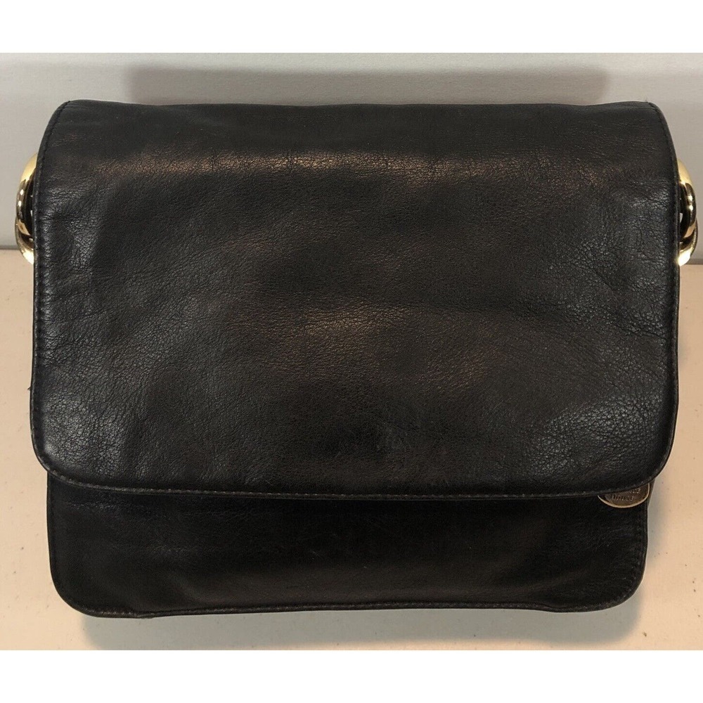 Carriage House Black Leather Shoulder Messenger Bag Handbag
